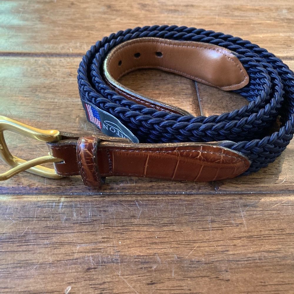 Brighton Elastic Cord with Croc Belt Sz 40 Navy Made in USA